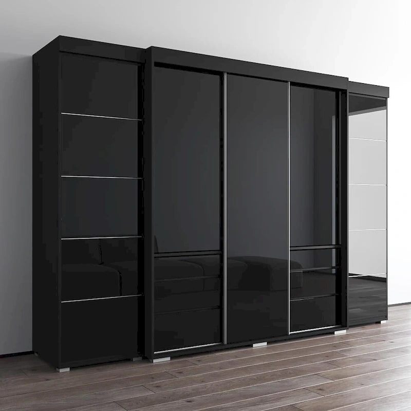 Armadio con ante in vetro bianco/grigio/nero, stile contemporaneo
