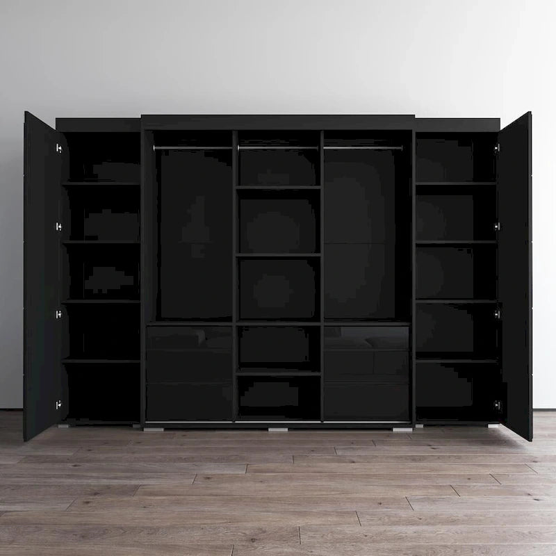 Armadio con ante in vetro bianco/grigio/nero, stile contemporaneo