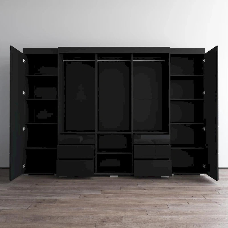 Armadio con ante in vetro bianco/grigio/nero, stile contemporaneo