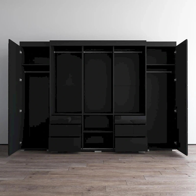 Armadio con ante in vetro bianco/grigio/nero, stile contemporaneo