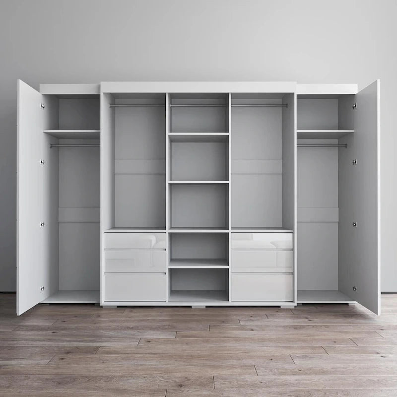 Armadio con ante in vetro bianco/grigio/nero, stile contemporaneo