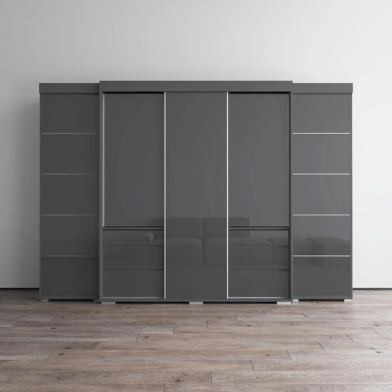 Armadio con ante in vetro bianco/grigio/nero, stile contemporaneo