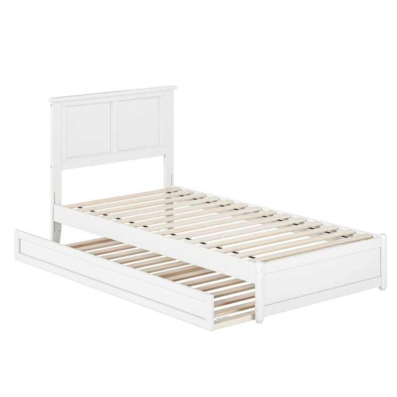 Letto a piattaforma con pannello noce/caramello chiaro/bianco con letto estraibile – Twin XL/Queen/King, per 2 persone