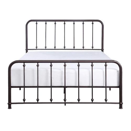 Letto matrimoniale King in bronzo anticato, struttura curva con dettagli a sfera, per 2 persone