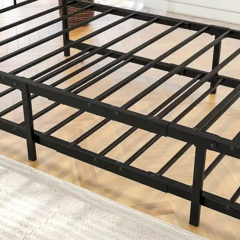 Struttura letto a giorno in metallo nero con letto estraibile, singolo, 2 persone