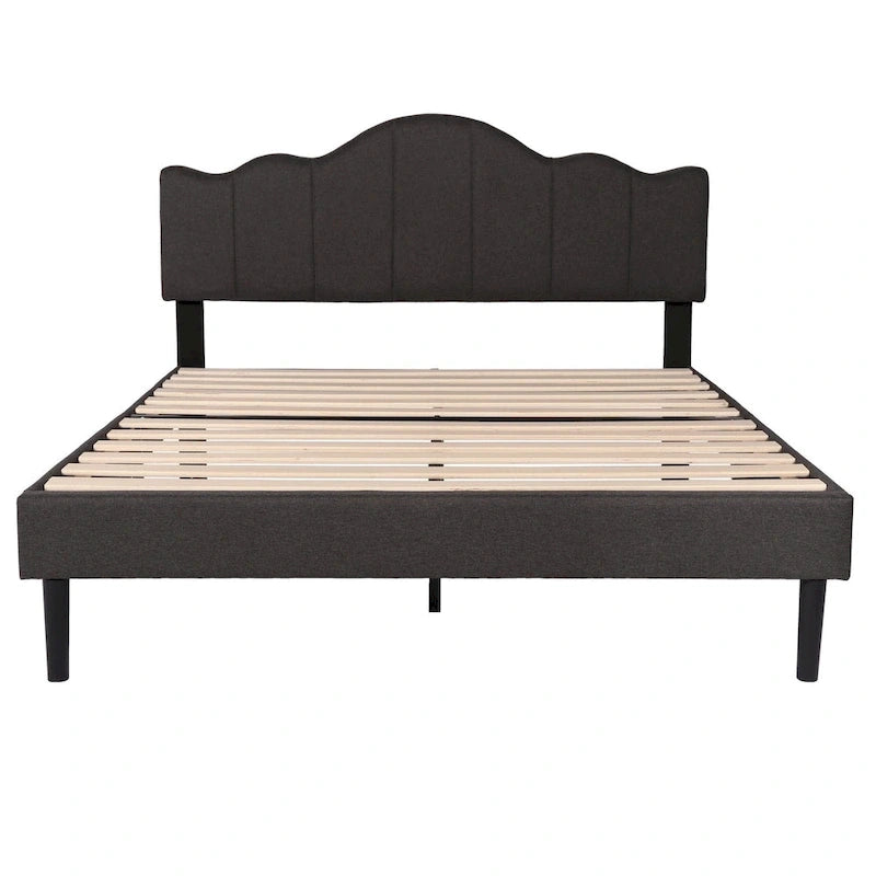 Struttura letto imbottita con piattaforma e testiera regolabile Blu / Grigio / Beige – Singolo / Matrimoniale / Queen