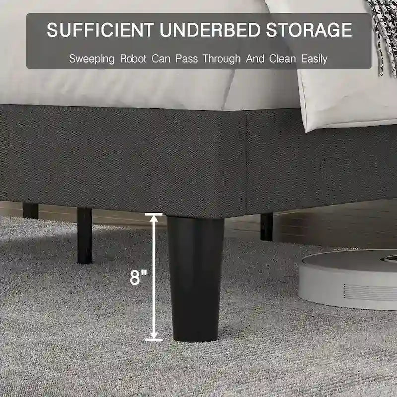 Struttura letto imbottita con piattaforma e testiera regolabile Blu / Grigio / Beige – Singolo / Matrimoniale / Queen