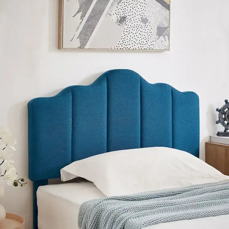 Struttura letto imbottita con piattaforma e testiera regolabile Blu / Grigio / Beige – Singolo / Matrimoniale / Queen