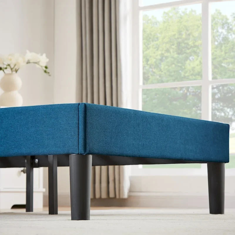 Struttura letto imbottita con piattaforma e testiera regolabile Blu / Grigio / Beige – Singolo / Matrimoniale / Queen
