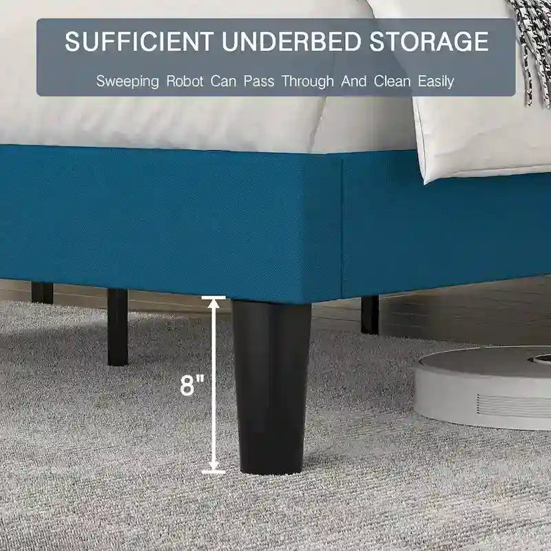 Struttura letto imbottita con piattaforma e testiera regolabile Blu / Grigio / Beige – Singolo / Matrimoniale / Queen