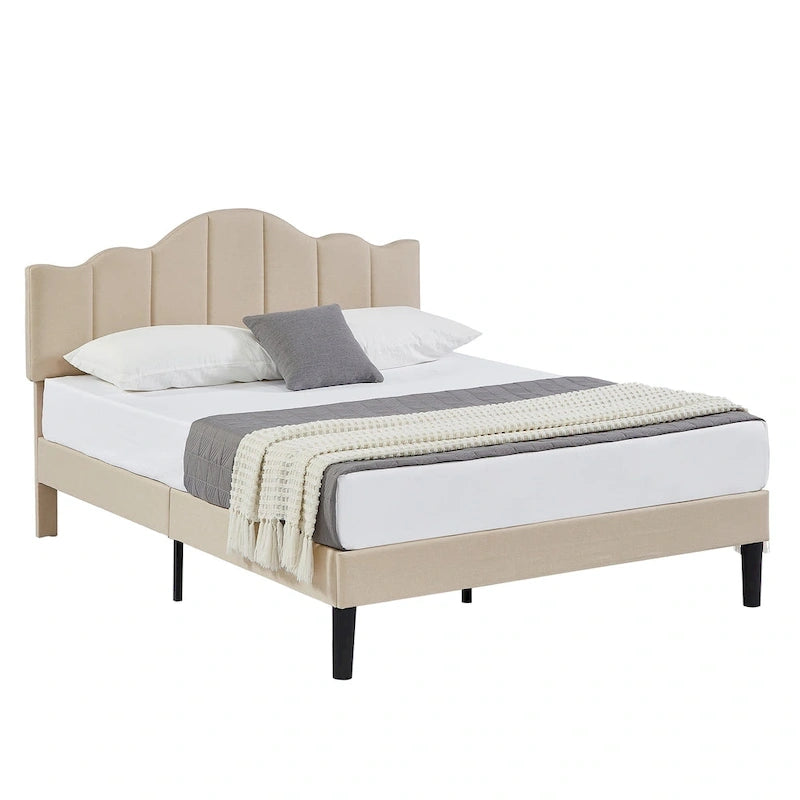 Struttura letto imbottita con piattaforma e testiera regolabile Blu / Grigio / Beige – Singolo / Matrimoniale / Queen