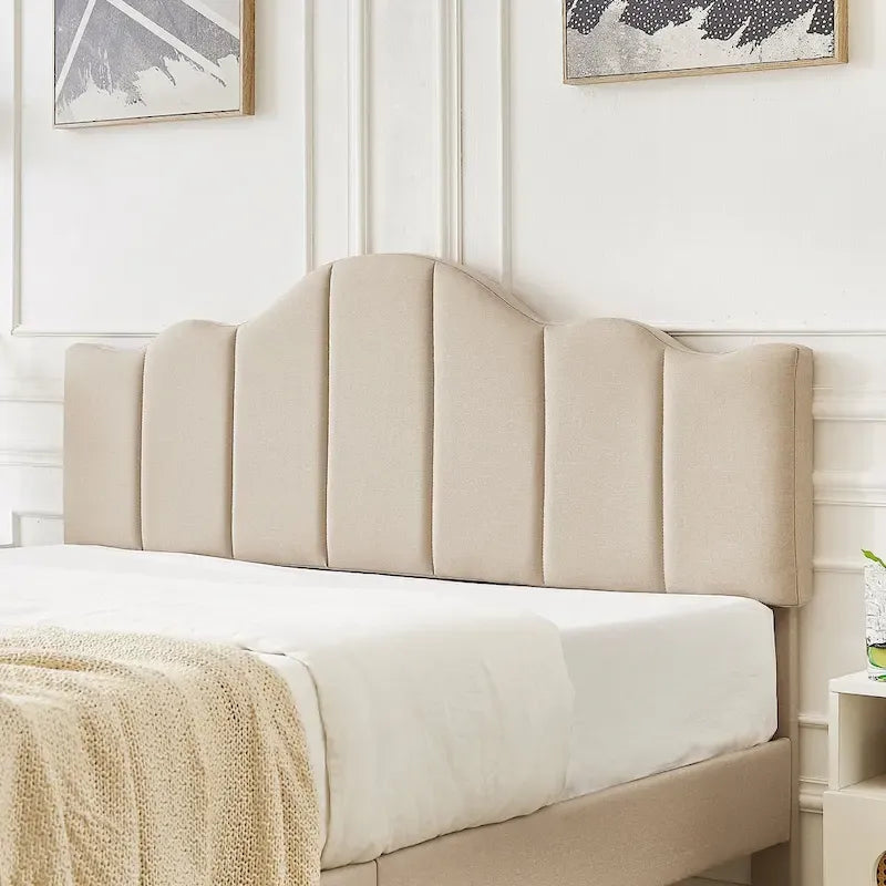 Struttura letto imbottita con piattaforma e testiera regolabile Blu / Grigio / Beige – Singolo / Matrimoniale / Queen