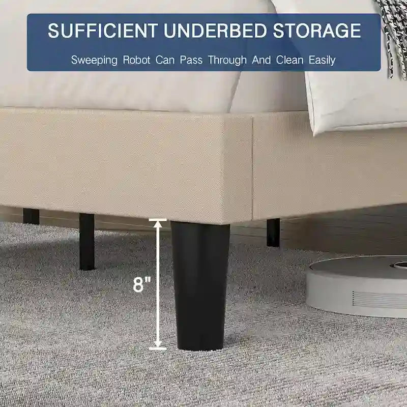 Struttura letto imbottita con piattaforma e testiera regolabile Blu / Grigio / Beige – Singolo / Matrimoniale / Queen