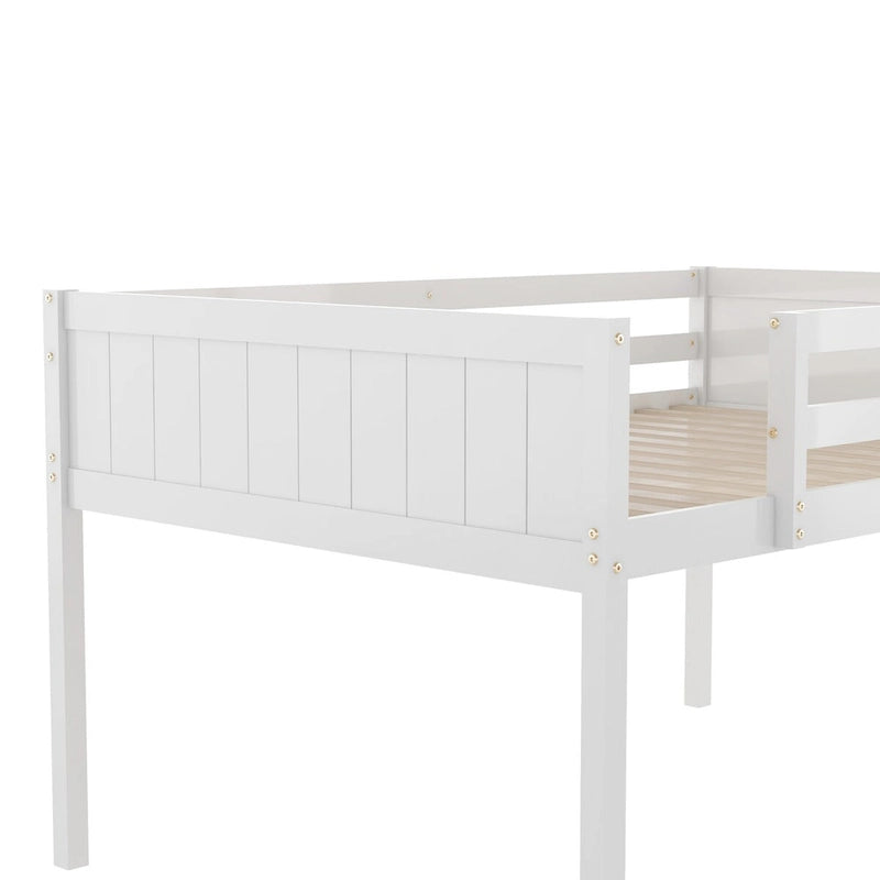Letto a soppalco basso in formato intero grigio/bianco con scaletta, 1 persona