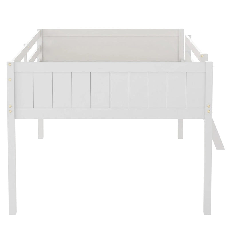 Letto a soppalco basso in formato intero grigio/bianco con scaletta, 1 persona