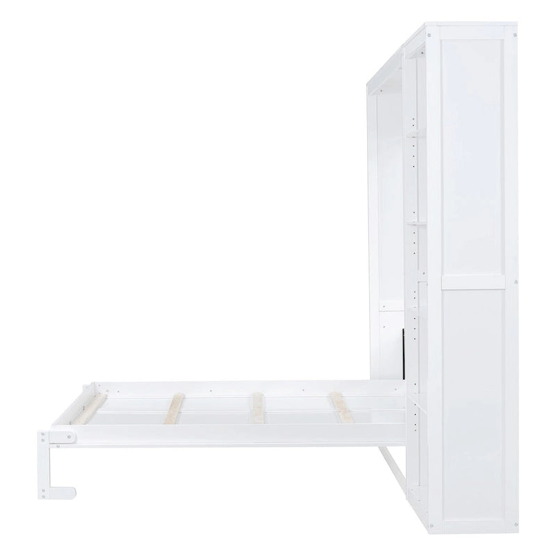 Letto a scomparsa matrimoniale a parete con mensole grigio/bianco, 1 persona