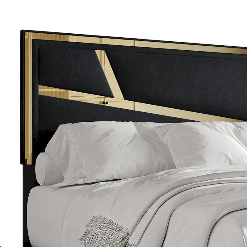 Letto imbottito in velluto con cassetti contenitore | Nero / Blu navy / Grigio argento | Matrimoniale / Queen / King