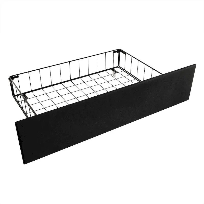 Letto imbottito in velluto con cassetti contenitore | Nero / Blu navy / Grigio argento | Matrimoniale / Queen / King