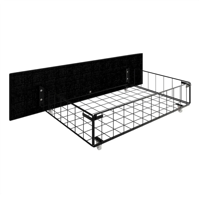 Letto imbottito in velluto con cassetti contenitore | Nero / Blu navy / Grigio argento | Matrimoniale / Queen / King