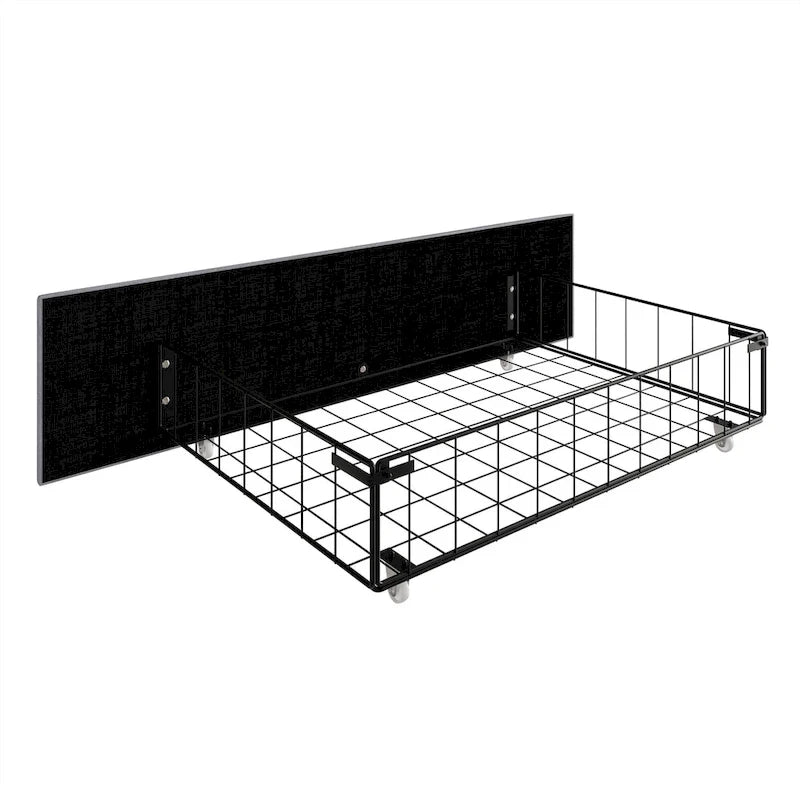 Letto imbottito in velluto con cassetti contenitore | Nero / Blu navy / Grigio argento | Matrimoniale / Queen / King